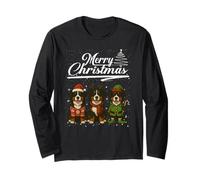 Merry Christmas Bernese Mountain Dog Reindeer Elf Santa Manga Larga