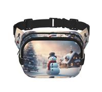 Merry Christmas - Bolsa cuadrada de doble capa con estampado de muñeco de nieve, bolsa de viaje moderna con campana ajustable, Negro -, Talla única