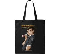 Merry Christmas - Bolsa de algodón ecológico natural, color negro, Black, Talla única