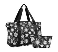 Merry Christmas - Bolsa de deporte simple con diseño de copos de nieve con correa ajustable para viaje plegable, Copos de nieve simples Merry Christmas negro, 1 size, Copos de nieve simples Merry