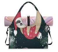 Merry Christmas - Bolsa de lona deportiva con diseño de perezoso para mujeres y hombres, bolsa de fin de semana con compartimento para zapatos, bolsa de hombro para yoga, gimnasio, viajes, color, L,