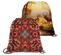 Merry Christmas - Bolsas de tela Oxford con cordón, reutilizables para uso diario, bolsas de cuerda ligeras y duraderas para almacenamiento y viajes, Colorful25