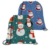 Merry Christmas - Bolsas de tela Oxford con cordón, reutilizables para uso diario, bolsas de cuerda ligeras y duraderas para almacenamiento y viajes