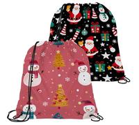 Merry Christmas - Bolsas de tela Oxford con cordón, reutilizables para uso diario, bolsas de cuerda ligeras y duraderas para almacenamiento y viajes