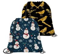 Merry Christmas - Bolsas de tela Oxford con cordón, reutilizables para uso diario, bolsas de cuerda ligeras y duraderas para almacenamiento y viajes