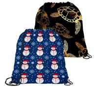 Merry Christmas - Bolsas de tela Oxford con cordón, reutilizables para uso diario, bolsas de cuerda ligeras y duraderas para almacenamiento y viajes