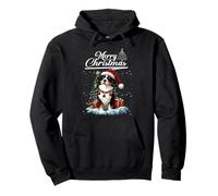 Merry Christmas Border Collie Santa Hat Dog Lovers Xmas Sudadera con Capucha