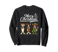 Merry Christmas Boston Terrier Reindeer Elf Santa Dog Lover Sudadera