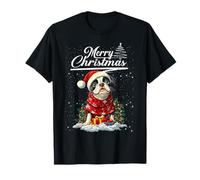 Merry Christmas Boston Terrier Santa Hat Dog Lovers Xmas Camiseta