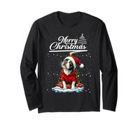 Merry Christmas Boston Terrier Santa Hat Dog Lovers Xmas Manga Larga