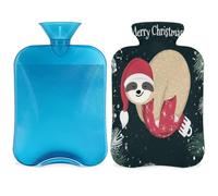 Merry Christmas - Botella de agua caliente con funda de 2 L, bolsa de agua de gran capacidad para noches acogedoras, alivio del dolor, espalda, cuello y hombros