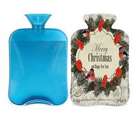 Merry Christmas - Botella de agua caliente con funda esponjosa, bolsa de agua caliente de gran capacidad de 2 litros, bolsa de agua para Navidad y Año Nuevo para noches acogedoras, alivio del dolor, espalda, cuello y hombros