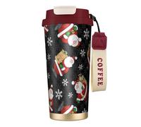 Merry Christmas - Botella de agua con tapa con popote, acero inoxidable, boca ancha, aislada, a prueba de fugas, para mujer, color rojo