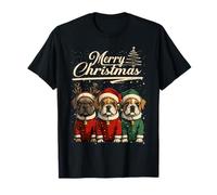 Merry Christmas Boxer Santa Hat Animal Cute Xmas Holiday Camiseta