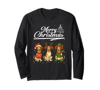 Merry Christmas Bracco Italiano Reindeer Elf Santa Dog Lover Manga Larga