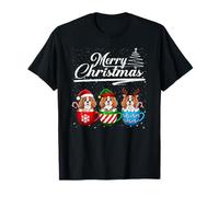 Merry Christmas Brittany Spaniel Reindeer Elf Santa Squad Camiseta