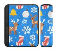 Merry Christmas Brown Elk - Paquete de 2 fundas para cinturón de coche que protege tu cuello y hombros para la mayoría de los coches, protector para cinturón de carro