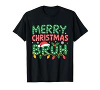 Merry Christmas Bruh Santa Hat Christmas Light Boys Teens Camiseta