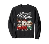 Merry Christmas Bulldog Santa Hat Animal Cute Xmas Holiday Sudadera