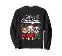 Merry Christmas Bulldog Santa Hat Animal Cute Xmas Holiday Sudadera