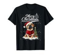 Merry Christmas Bullmastiff Santa Hat Dog Lovers Xmas Camiseta