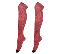 Merry Christmas - Calcetines hasta la rodilla para mujer, estilo bohemio, color rojo, calcetines largos para mujeres embarazadas, calcetines atléticos hasta la rodilla para Halloween, 1 par