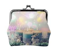 Merry Christmas Candle - Monedero pequeño con impresión de vela de Navidad, cartera de viaje ligera para excursiones turísticas y compras, Black, Talla única, Bolsa para monedas