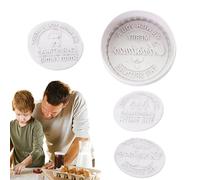 Merry Christmas Cookie Stamp - Cake Baking 4 x Molds | Cortador de galletas de Navidad | Molde redondo para fondant para galletas | Decoración de pasteles | Molde para hornear dulces chocolate Snacks