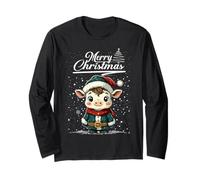 Merry Christmas Cute Cow Santa Animal Cute Xmas Holiday Manga Larga