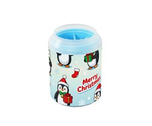 Merry Christmas Cute Penguin - Lavadora portátil para pies de perro con cepillo de silicona, máquina de limpieza de pies suaves para perros pequeños y medianos