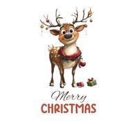 Merry Christmas: Cute Reindeer Lined Notebook: A Festive 120-Page 8.5 x 11 Inch Journal for Holiday Notes, Lists, Wishes, Ideas and Memories