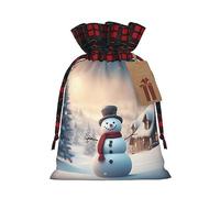 Merry Christmas Cute Snowman 1 bolsa de Navidad con cordón de 4.7 x 6.9 pulgadas, bolsa robusta para regalos y artículos esenciales de uso diario