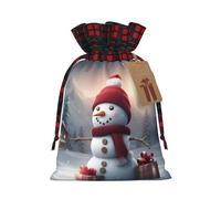 Merry Christmas Cute Snowman 1 bolsa de Navidad con cordón de 4.7 x 6.9 pulgadas, bolsa robusta para regalos y artículos esenciales de uso diario