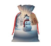 Merry Christmas Cute Snowman 1 bolsa de Navidad con cordón de 4.7 x 6.9 pulgadas, bolsa robusta para regalos y artículos esenciales de uso diario