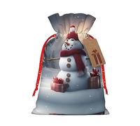 Merry Christmas Cute Snowman 1 bolsa de Navidad con cordón de 4.7 x 6.9 pulgadas, bolsa robusta para regalos y artículos esenciales de uso diario