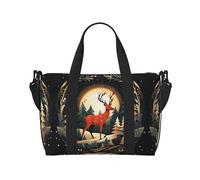 Merry Christmas Deer - Bolsa de viaje para mujer, bolsa de mano grande para fin de semana, bolsa de entrenamiento para gimnasio, bolsa de hospital para mamá, Black, Talla única