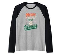 Merry Christmas - Divertido diseño de Reno navideño Camiseta Manga Raglan