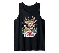 Merry Christmas Divertido Reno Lindo Diseño de Navidad Camiseta sin Mangas