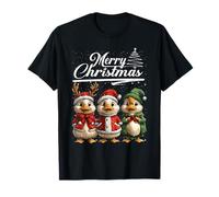 Merry Christmas Duck Santa Hat Animal Cute Xmas Holiday Camiseta