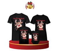 Merry Christmas Dulce Reno Corzo - Navidad Familia Set Camisetas, Mujeres T-shirt Negro, XXL