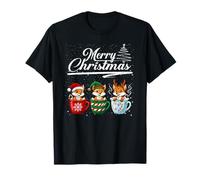 Merry Christmas Fox Reindeer Elf Santa Squad Animals Camiseta