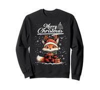 Merry Christmas Fox Santa Hat Animal Cute Xmas Holiday Sudadera