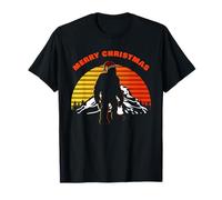 Merry Christmas - Funny Mysterious Bigfoot Sunset (Black) Camiseta