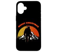Merry Christmas - Funny Mysterious Bigfoot Sunset (Black) Carcasa para iPhone 16 Plus