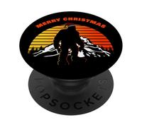 Merry Christmas - Funny Mysterious Bigfoot Sunset (Black) PopSockets PopGrip Adhesivo