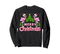 Merry Christmas Funny Xmas Tree Santa Hat Flamingo Christmas Sudadera