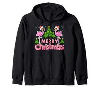 Merry Christmas Funny Xmas Tree Santa Hat Flamingo Christmas Sudadera con Capucha