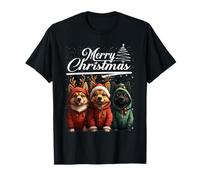 Merry Christmas German Shepherd Santa Hat Cute Xmas Holiday Camiseta