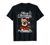 Merry Christmas German Shepherd Santa Hat Dog Lovers Xmas Camiseta