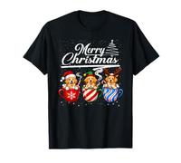 Merry Christmas Golden Retriever Reindeer Elf Santa Squad Camiseta